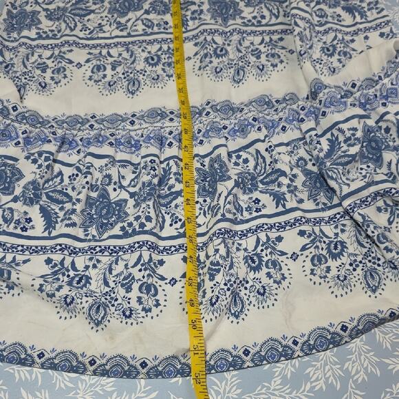 LOFT Womens Sz M Blue and White Dress Tiered Beachy BOHO Feminine Fairy Maxi - Picture 9 of 11